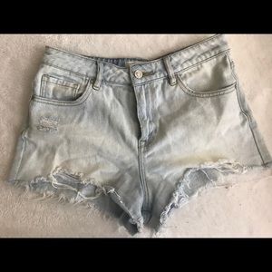 Pacsun light distressed high rise denim shorts